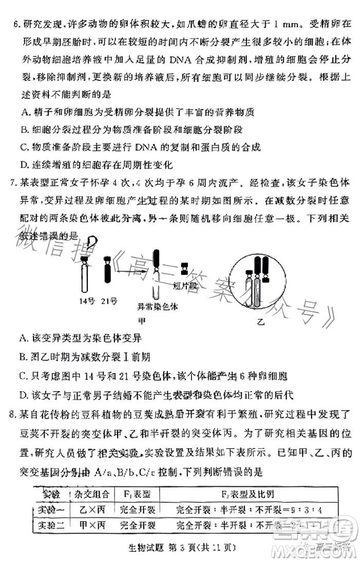 湘豫名校聯(lián)考2023年8月高三秋季入學(xué)摸底考試化學(xué)試卷答案