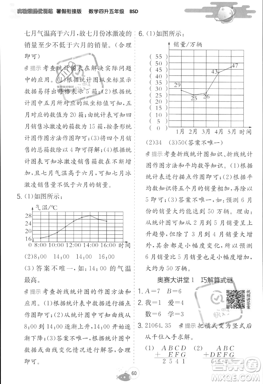 江蘇人民出版社2023年實(shí)驗(yàn)班提優(yōu)訓(xùn)練暑假銜接四升五年級(jí)數(shù)學(xué)北師大版答案