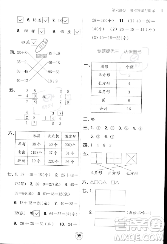 江蘇鳳凰美術(shù)出版社2023年超能學(xué)典暑假銜接優(yōu)學(xué)練一升二年級數(shù)學(xué)江蘇版答案