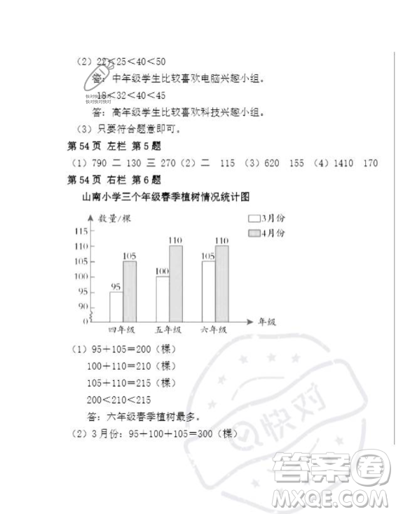 安徽少年兒童出版社2023年暑假作業(yè)四年級數(shù)學(xué)人教版答案