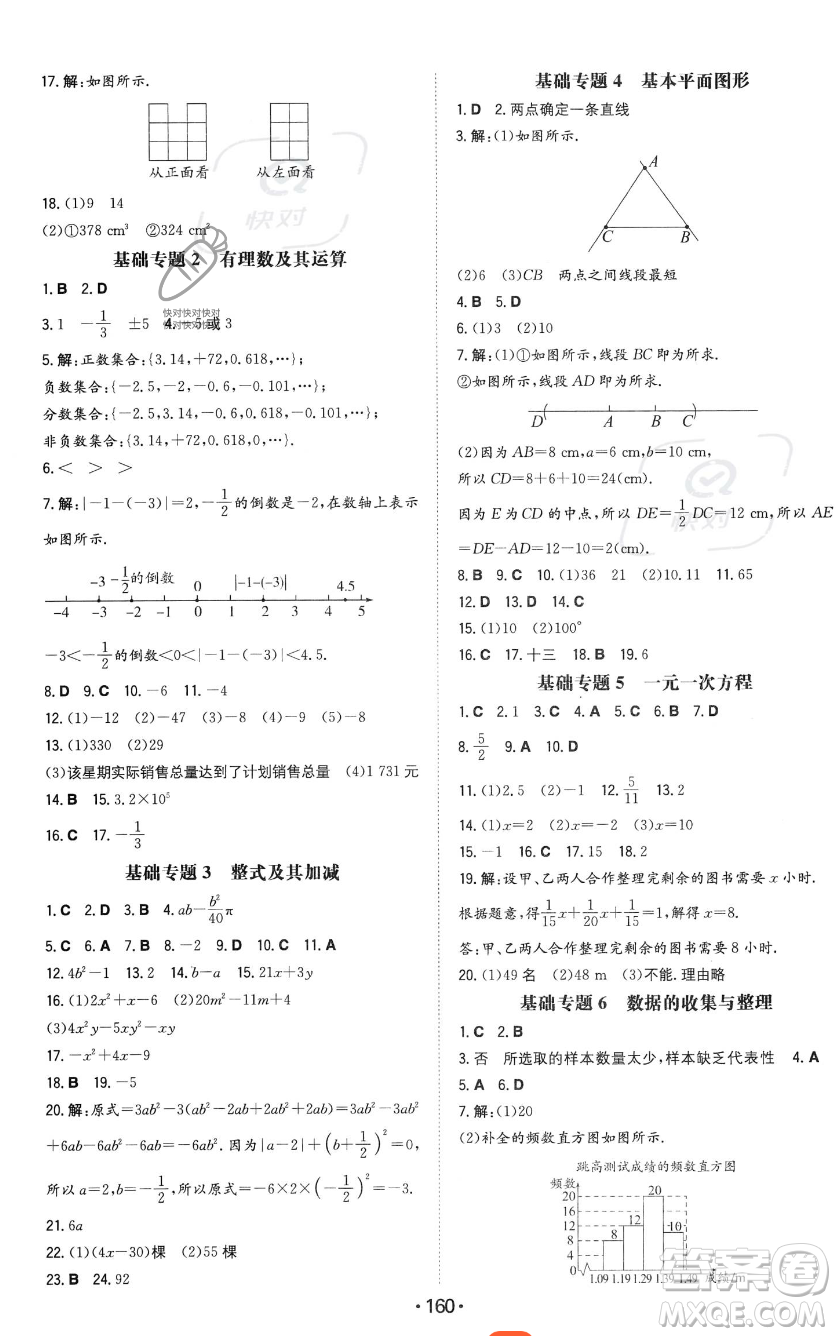 湖南教育出版社2023年一本同步訓(xùn)練七年級上冊數(shù)學(xué)北師大版答案