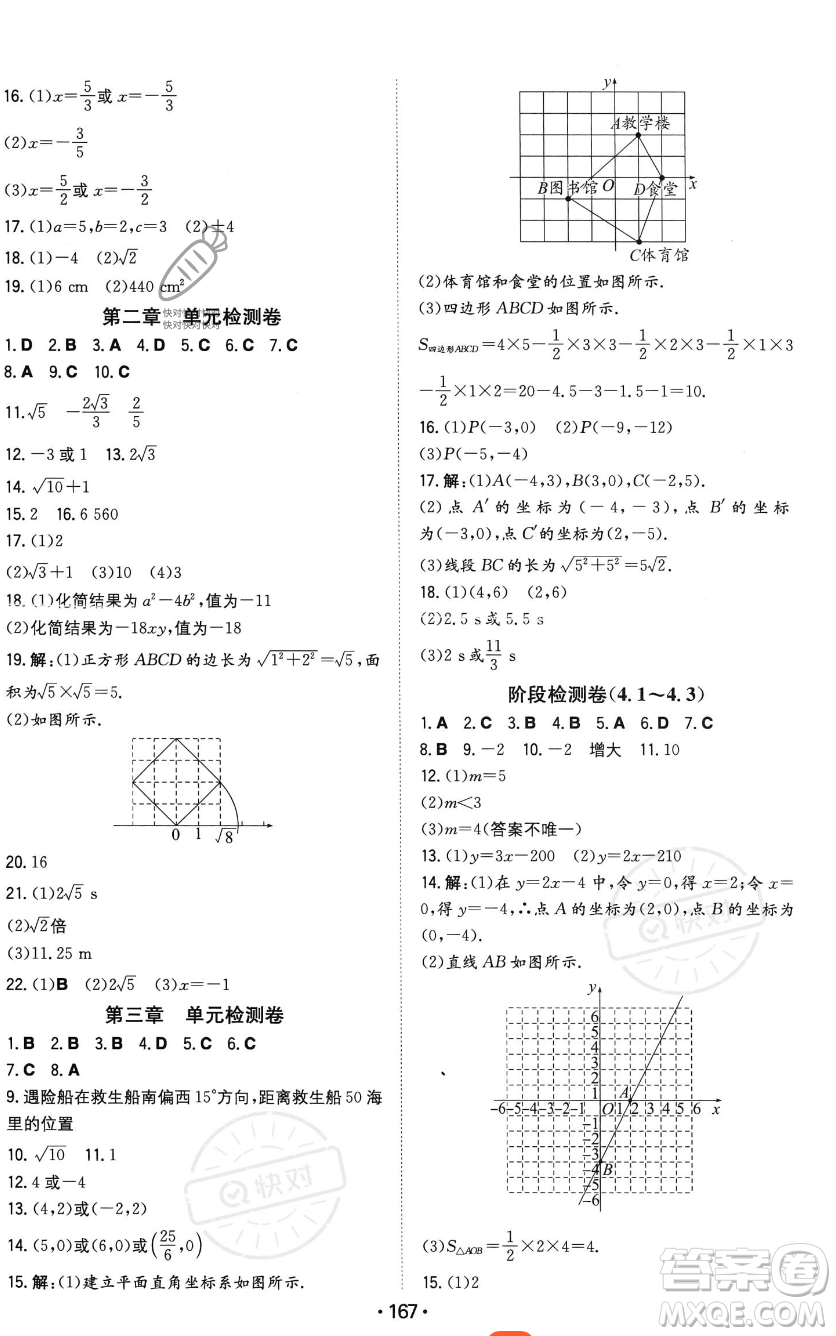 湖南教育出版社2023年一本同步訓(xùn)練八年級上冊數(shù)學(xué)北師大版答案