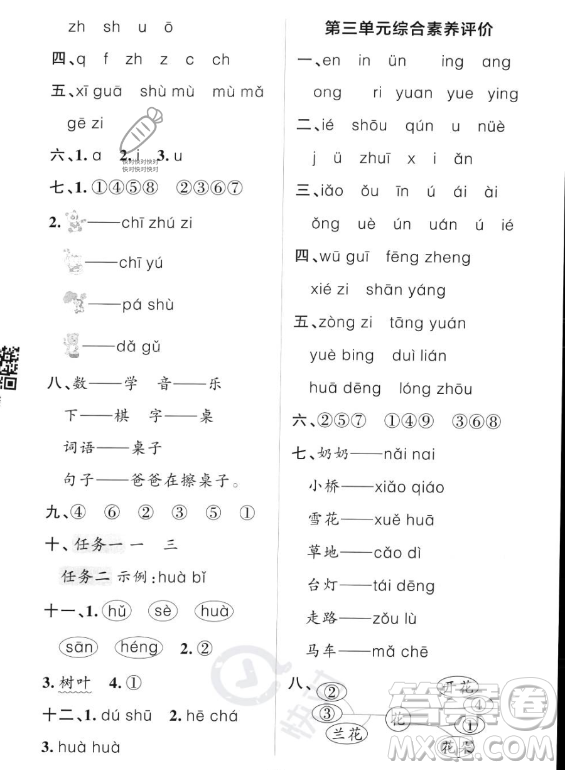 遼寧教育出版社2023PASS小學(xué)學(xué)霸作業(yè)本一年級(jí)上冊(cè)語文人教版答案