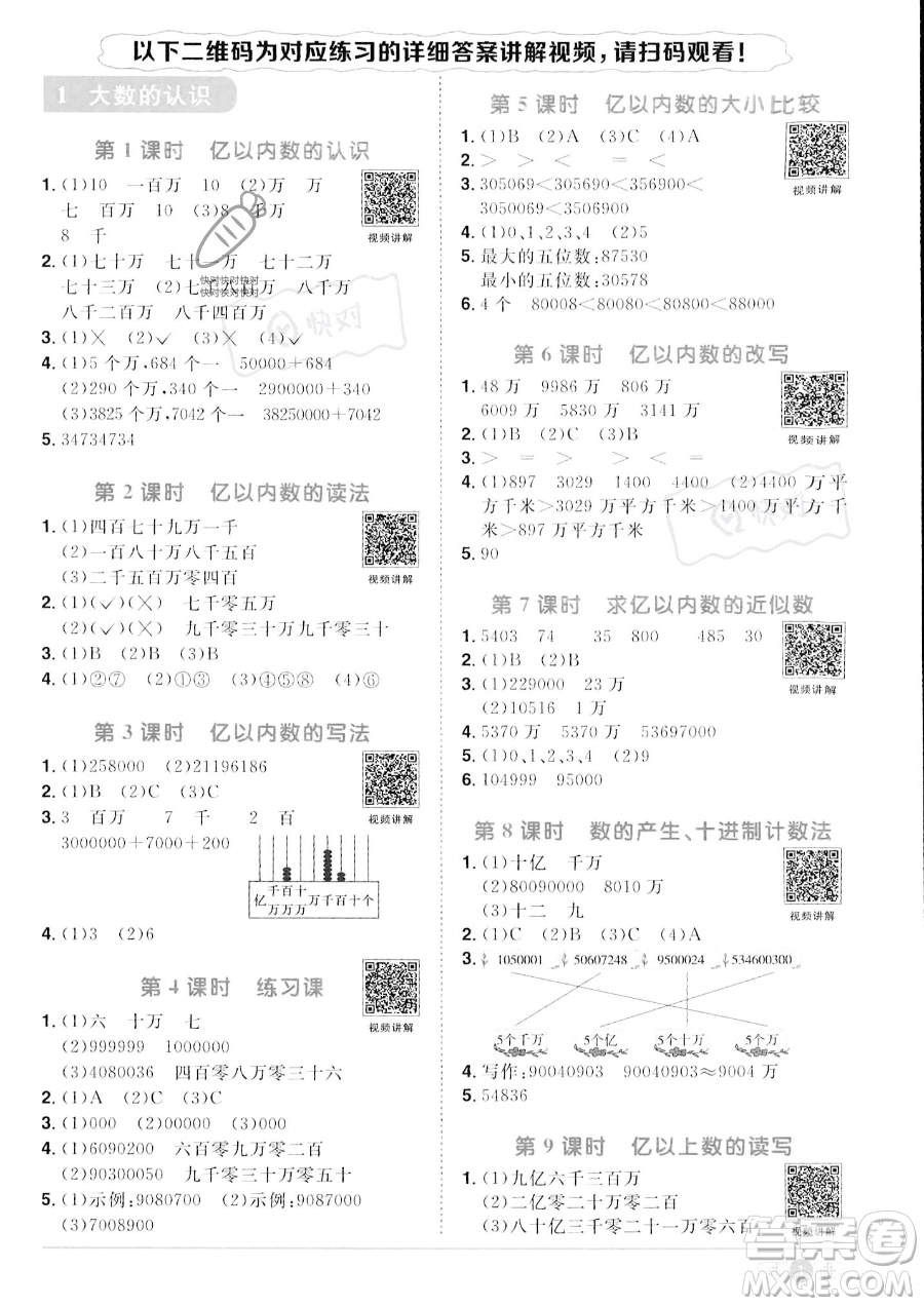 江西教育出版社2023陽(yáng)光同學(xué)課時(shí)優(yōu)化作業(yè)四年級(jí)上冊(cè)數(shù)學(xué)人教版答案