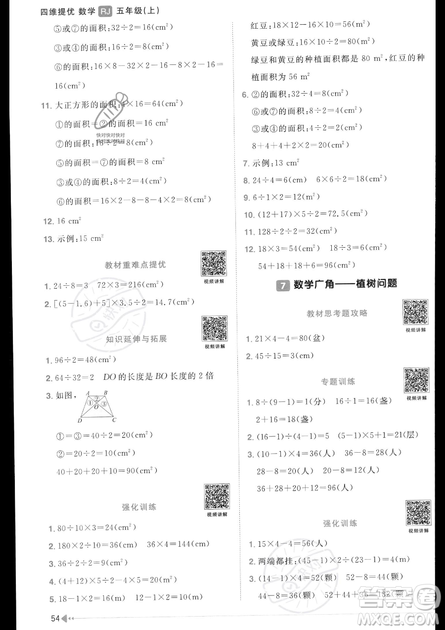 江西教育出版社2023陽光同學課時優(yōu)化作業(yè)五年級上冊數(shù)學人教版答案