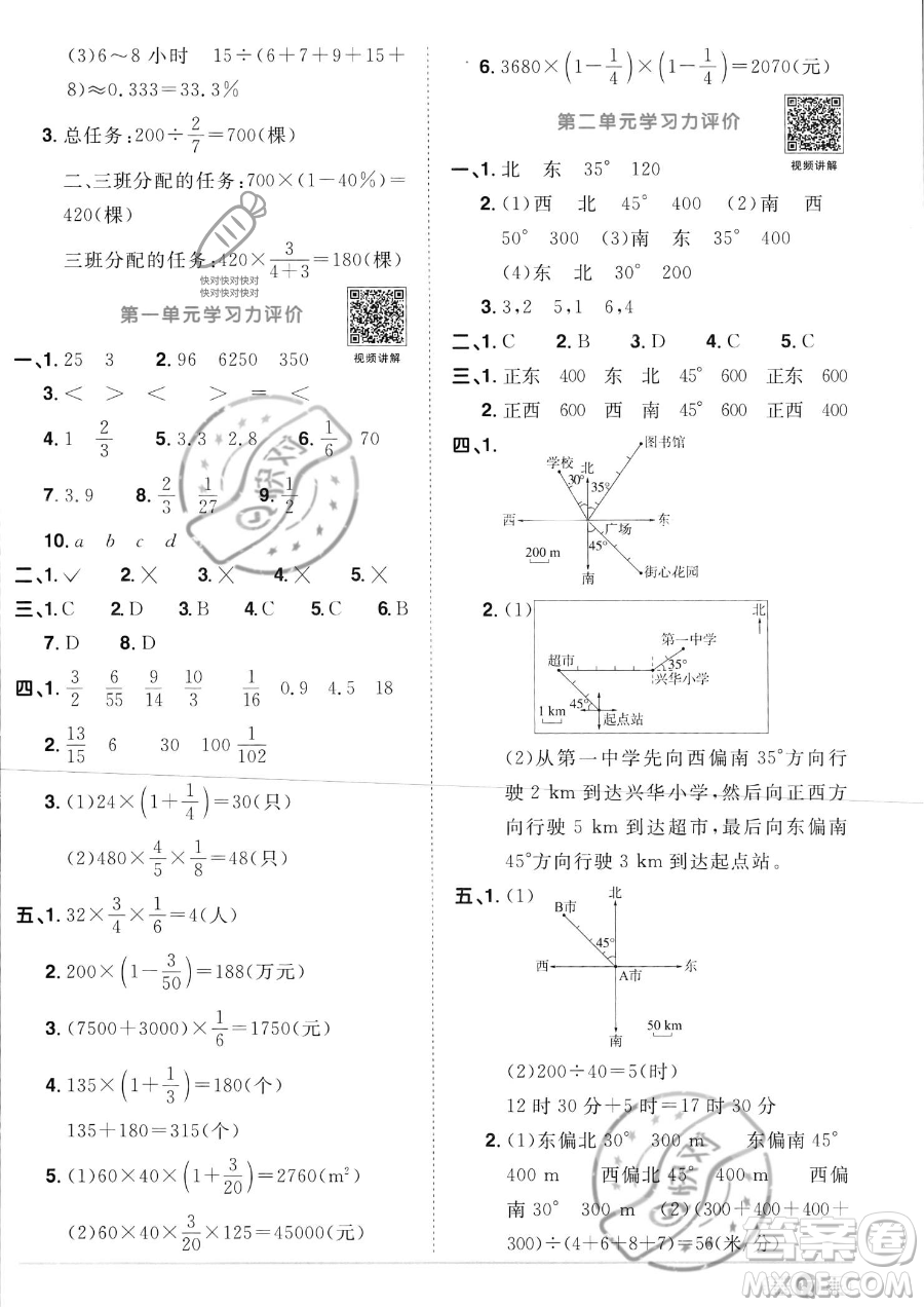 江西教育出版社2023陽光同學(xué)課時(shí)優(yōu)化作業(yè)六年級(jí)上冊(cè)數(shù)學(xué)人教版答案