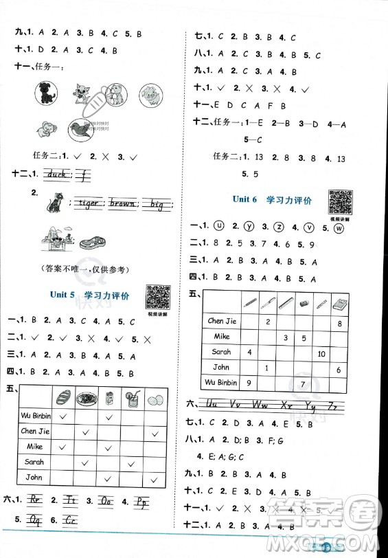 江西教育出版社2023陽光同學(xué)課時(shí)優(yōu)化作業(yè)三年級上冊英語人教PEP版答案