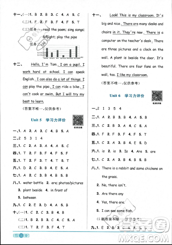 江西教育出版社2023陽光同學(xué)課時(shí)優(yōu)化作業(yè)五年級上冊英語人教PEP版答案