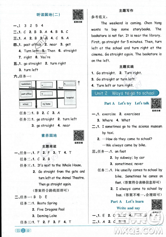 江西教育出版社2023陽(yáng)光同學(xué)課時(shí)優(yōu)化作業(yè)六年級(jí)上冊(cè)英語(yǔ)人教PEP版答案