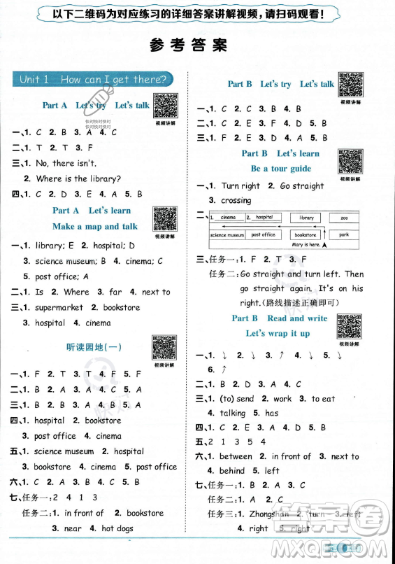 江西教育出版社2023陽(yáng)光同學(xué)課時(shí)優(yōu)化作業(yè)六年級(jí)上冊(cè)英語(yǔ)人教PEP版答案