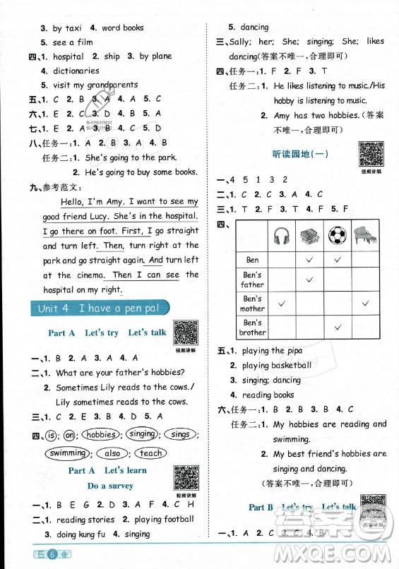 江西教育出版社2023陽(yáng)光同學(xué)課時(shí)優(yōu)化作業(yè)六年級(jí)上冊(cè)英語(yǔ)人教PEP版答案