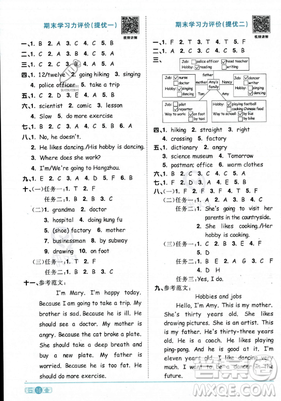 江西教育出版社2023陽(yáng)光同學(xué)課時(shí)優(yōu)化作業(yè)六年級(jí)上冊(cè)英語(yǔ)人教PEP版答案