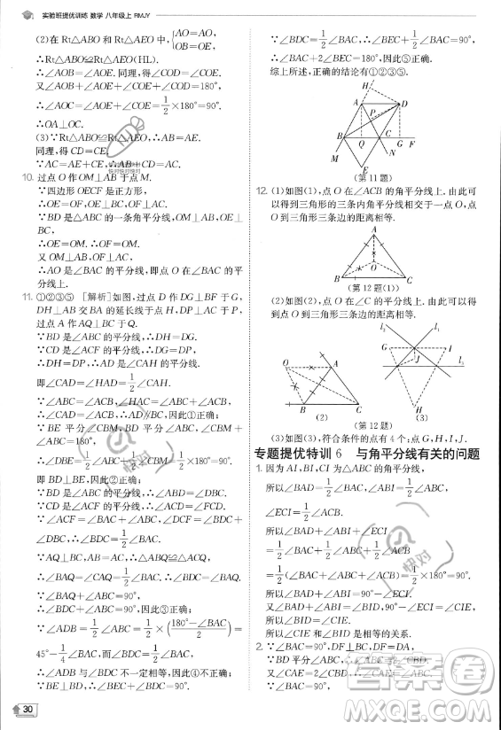 江蘇人民出版社2023實驗班提優(yōu)訓(xùn)練八年級上冊數(shù)學(xué)人教版答案