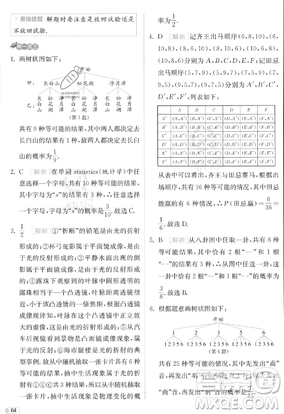 江蘇人民出版社2023實(shí)驗(yàn)班提優(yōu)訓(xùn)練九年級(jí)上冊(cè)數(shù)學(xué)人教版答案