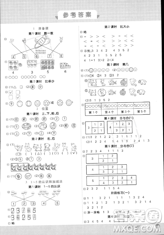 江西教育出版社2023陽(yáng)光同學(xué)計(jì)算小達(dá)人一年級(jí)上冊(cè)數(shù)學(xué)人教版答案