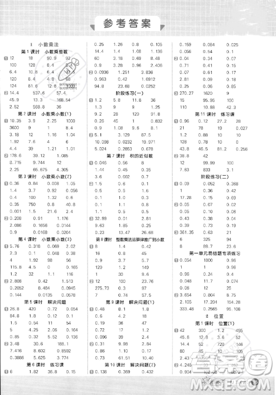 江西教育出版社2023陽(yáng)光同學(xué)計(jì)算小達(dá)人五年級(jí)上冊(cè)數(shù)學(xué)人教版答案