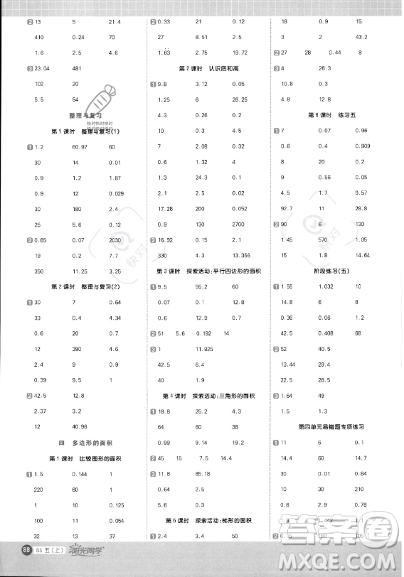 江西教育出版社2023陽(yáng)光同學(xué)計(jì)算小達(dá)人五年級(jí)上冊(cè)數(shù)學(xué)北師大版答案