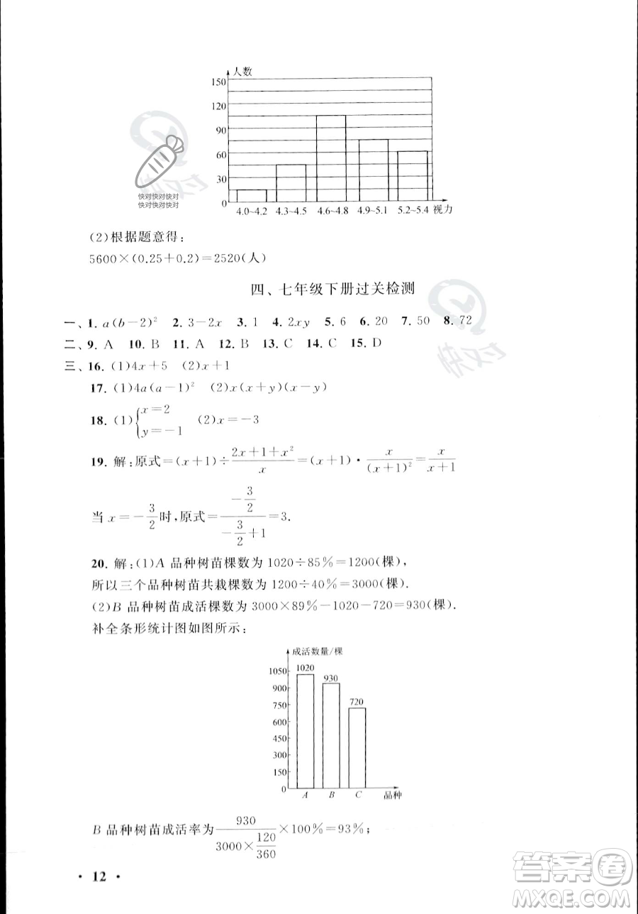 安徽人民出版社2023年暑假大串聯(lián)七年級數(shù)學(xué)浙教版答案