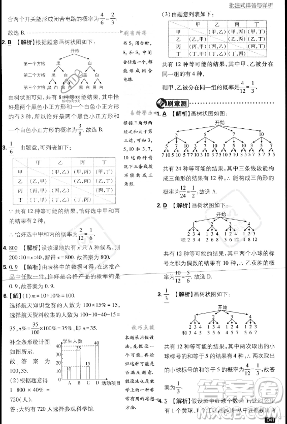 開(kāi)明出版社2024屆初中必刷題九年級(jí)上冊(cè)數(shù)學(xué)北師大版答案