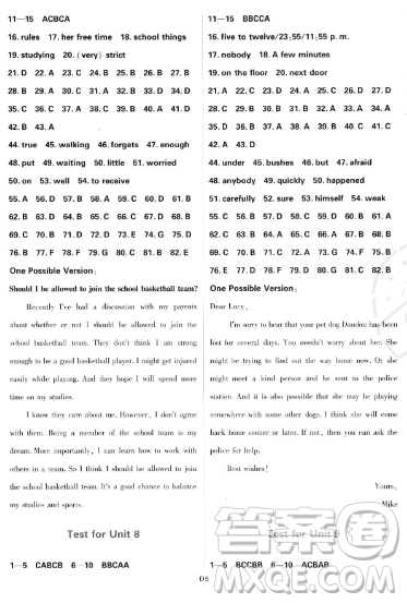 開(kāi)明出版社2024屆初中必刷題九年級(jí)上冊(cè)英語(yǔ)人教版答案