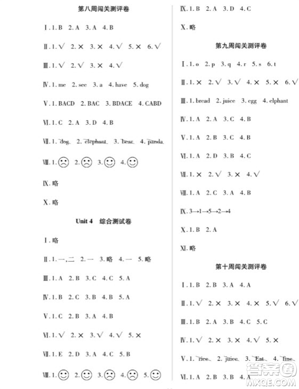 天津科學(xué)技術(shù)出版社2023年秋季狀元大考卷三年級(jí)英語(yǔ)上冊(cè)人教版參考答案