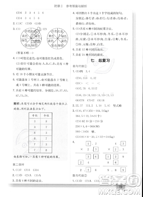 龍門書局2023年秋季黃岡小狀元作業(yè)本五年級(jí)上冊(cè)數(shù)學(xué)西師版答案