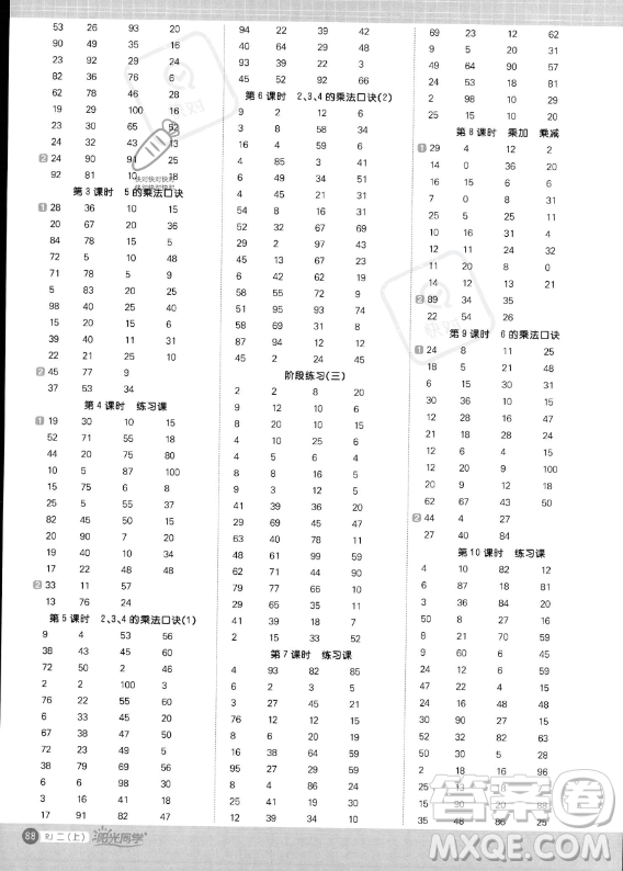 江西教育出版社2023年秋季陽光同學(xué)計(jì)算小達(dá)人二年級上冊數(shù)學(xué)人教版答案