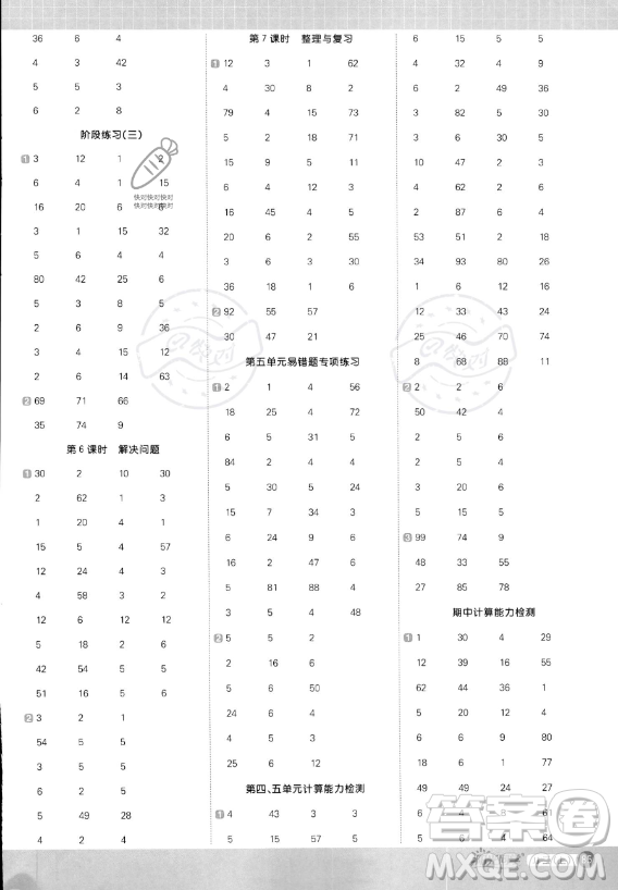 江西教育出版社2023年秋季陽光同學(xué)計(jì)算小達(dá)人二年級(jí)上冊(cè)數(shù)學(xué)冀教版答案