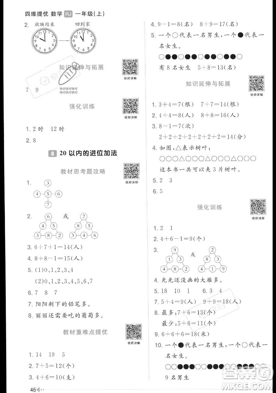 江西教育出版社2023年秋季陽光同學(xué)課時優(yōu)化作業(yè)一年級上冊數(shù)學(xué)人教版答案