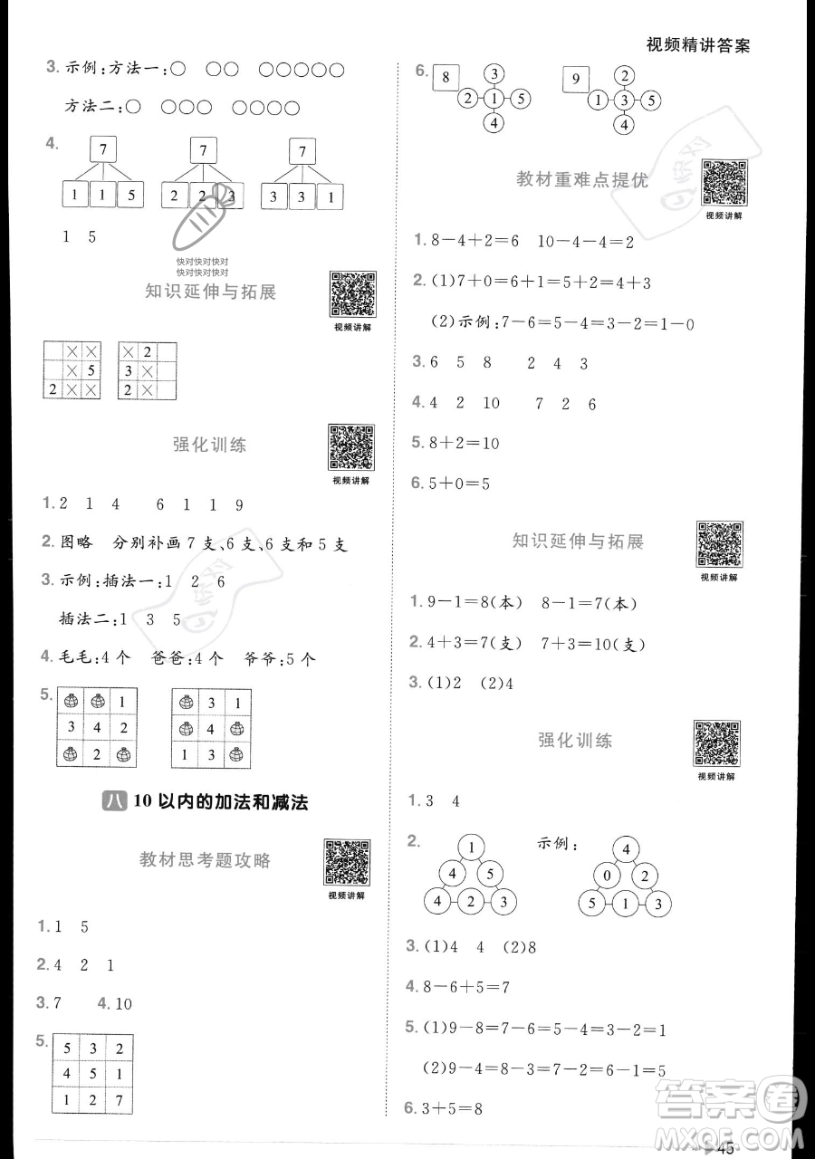 江西教育出版社2023年秋季陽光同學(xué)課時優(yōu)化作業(yè)一年級上冊數(shù)學(xué)蘇教版答案