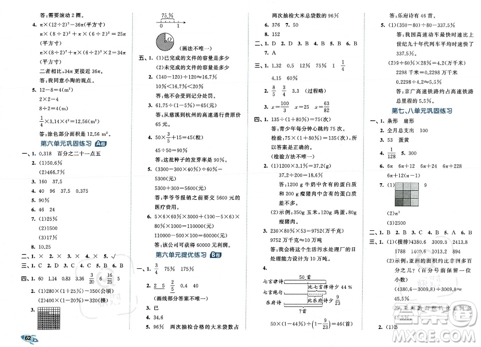 首都師范大學出版社2023年秋季53全優(yōu)卷六年級上冊數學人教版答案