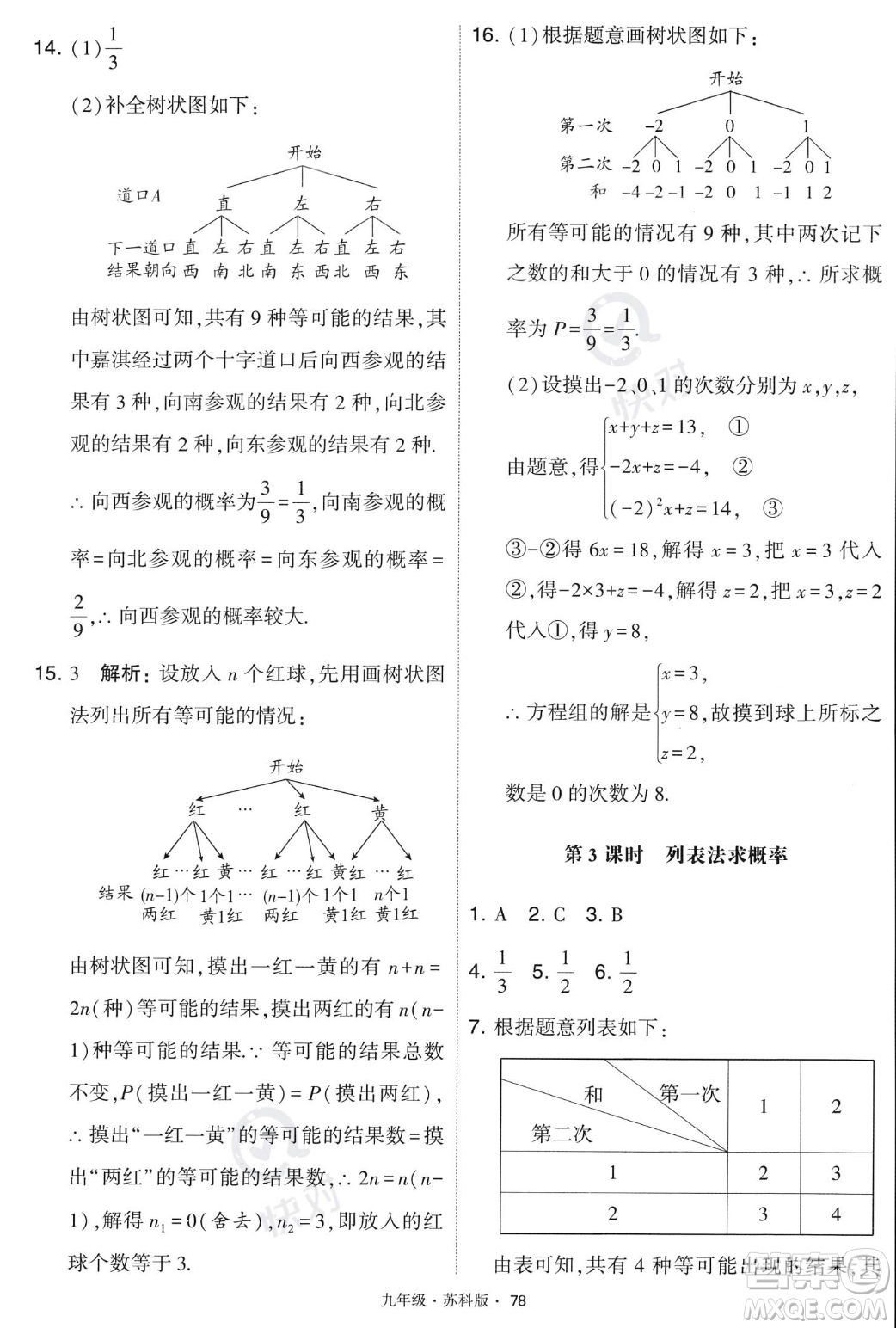 甘肅少年兒童出版社2023年秋季學(xué)霸題中題九年級(jí)上冊(cè)數(shù)學(xué)蘇科版答案