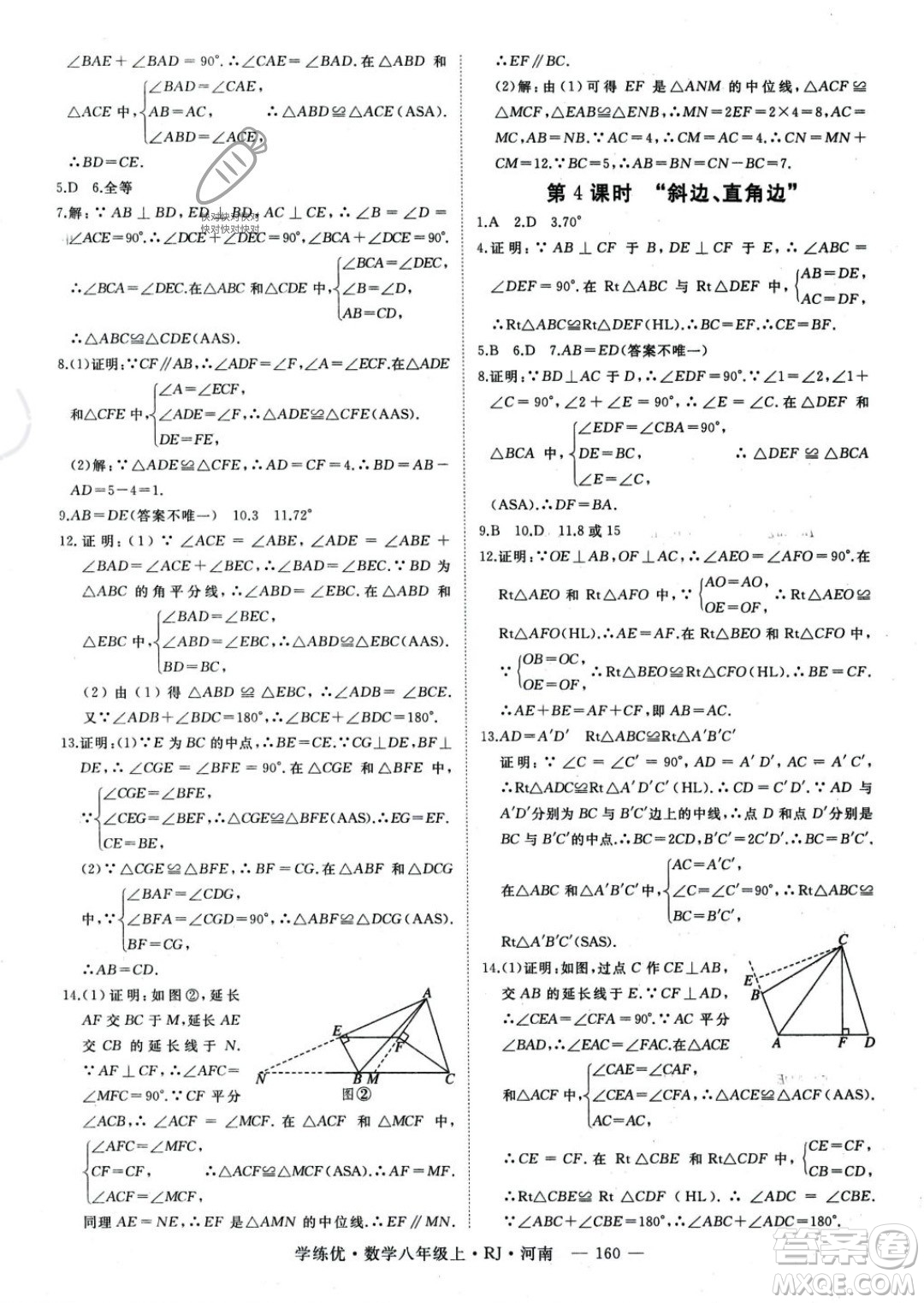 武漢出版社2023年秋季學(xué)練優(yōu)八年級(jí)上冊(cè)數(shù)學(xué)人教版河南專(zhuān)版答案