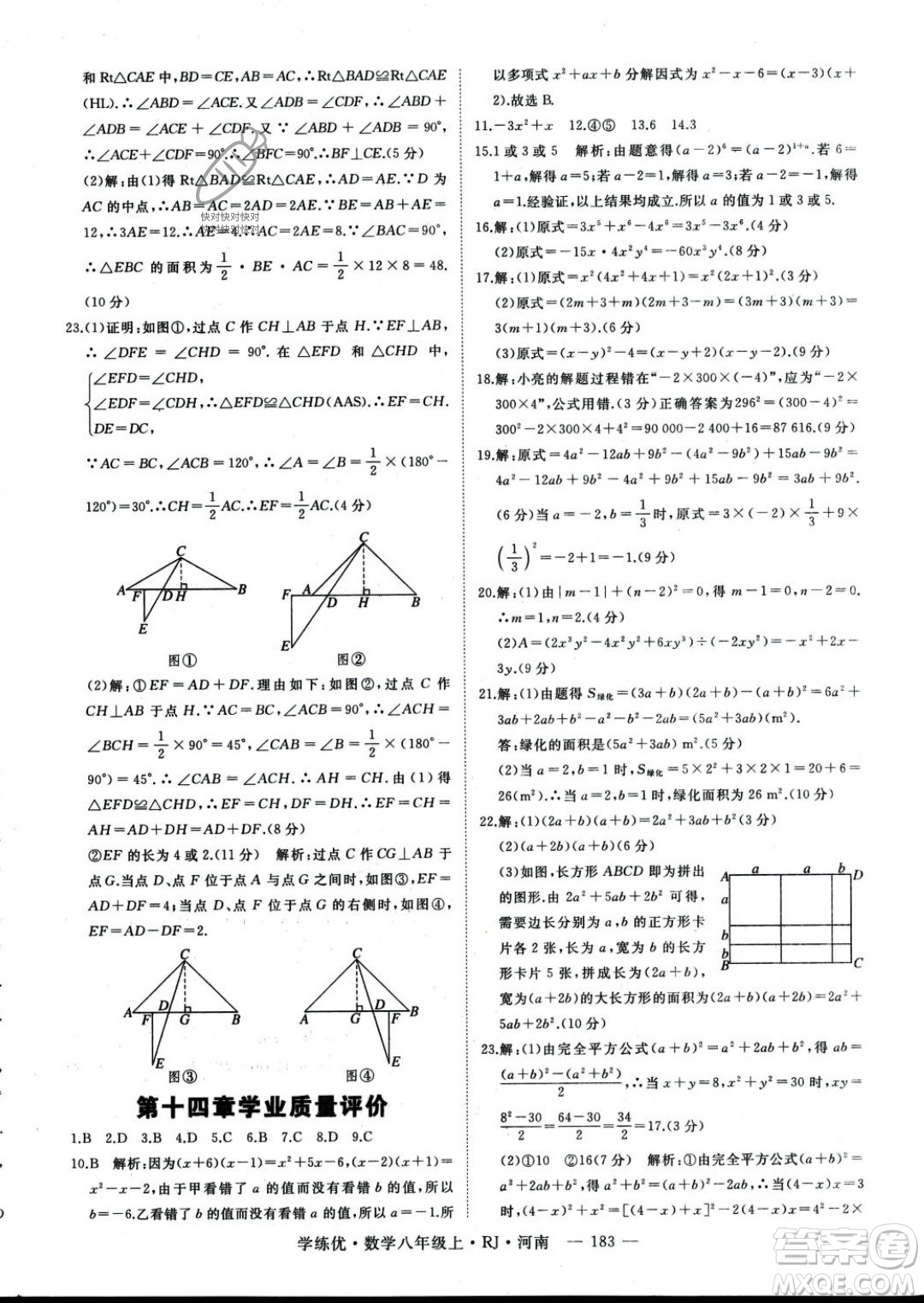 武漢出版社2023年秋季學(xué)練優(yōu)八年級(jí)上冊(cè)數(shù)學(xué)人教版河南專(zhuān)版答案