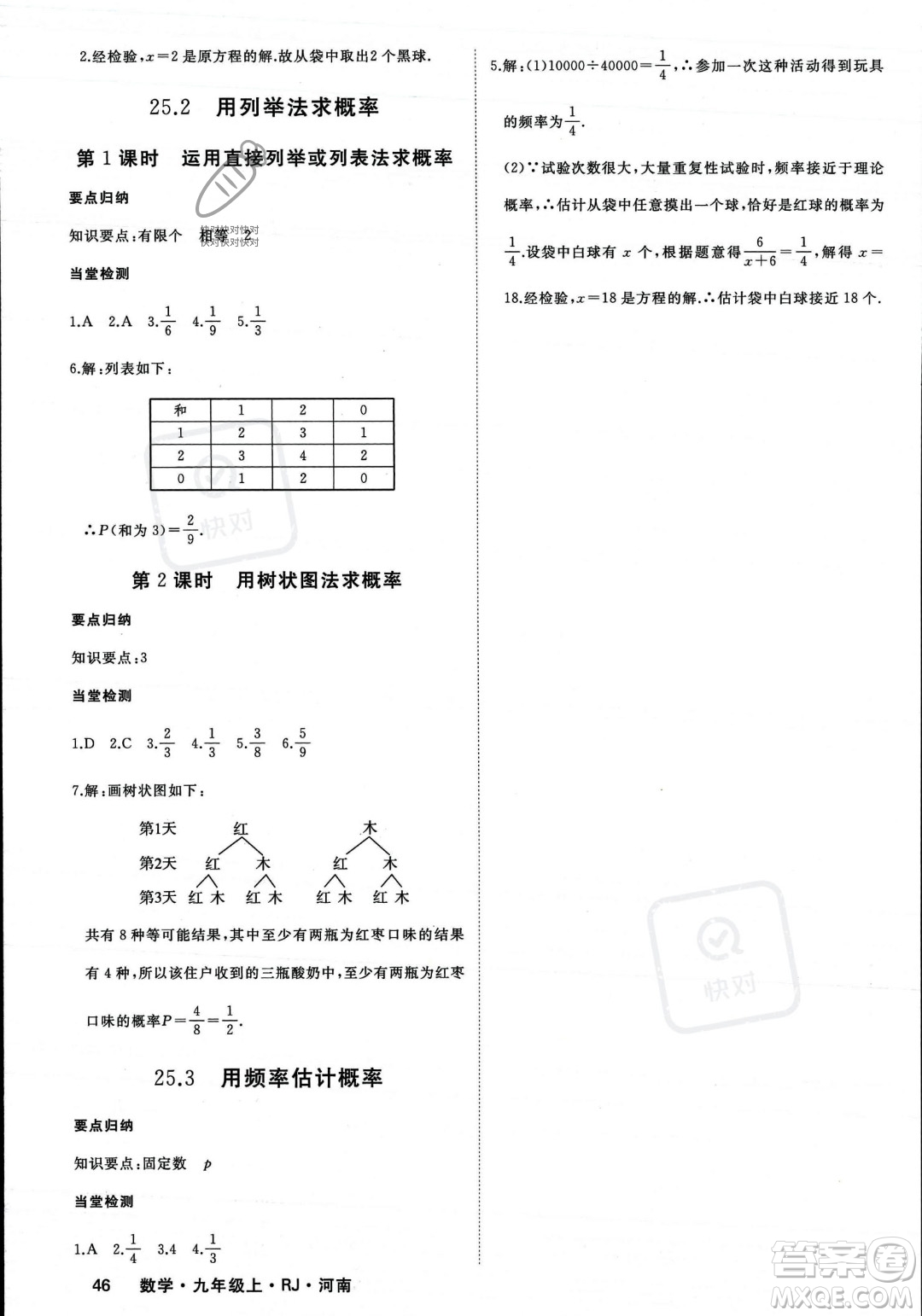 延邊大學(xué)出版社2023年秋季學(xué)練優(yōu)九年級(jí)上冊數(shù)學(xué)人教版河南專版答案