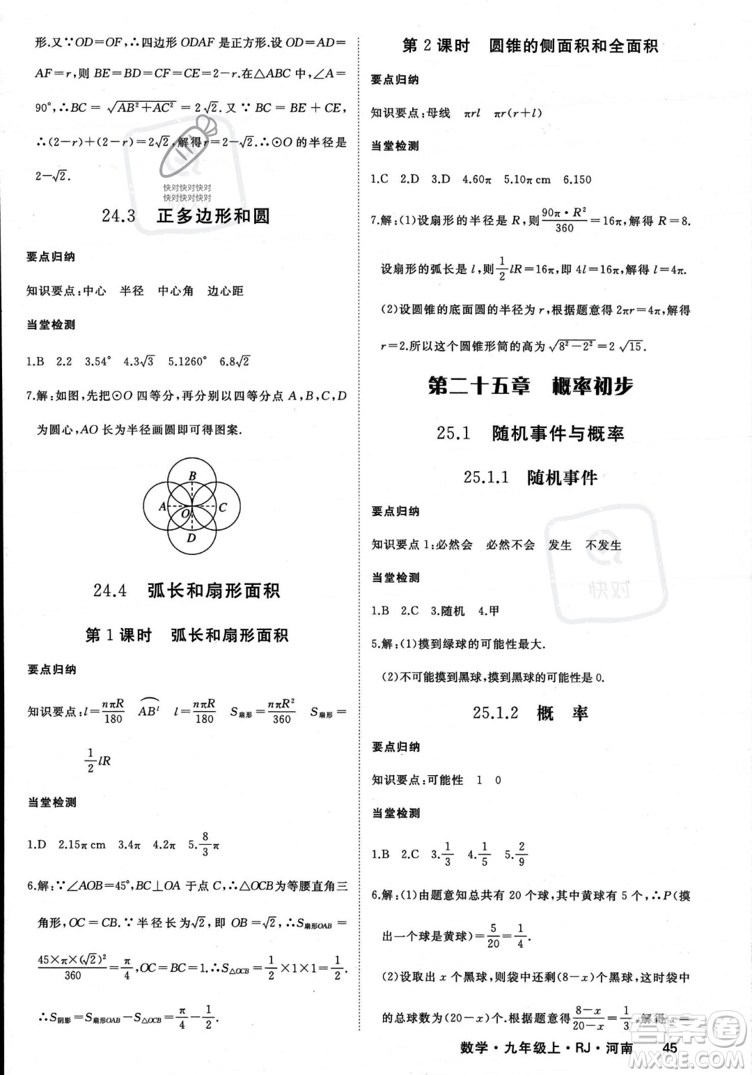 延邊大學(xué)出版社2023年秋季學(xué)練優(yōu)九年級(jí)上冊數(shù)學(xué)人教版河南專版答案