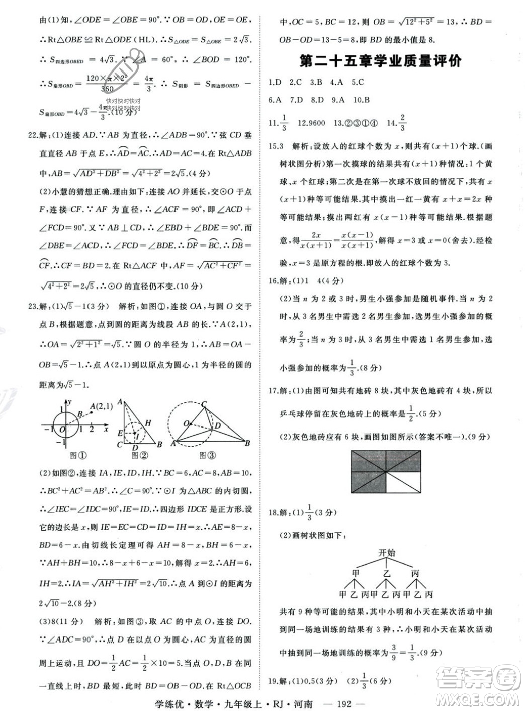 延邊大學(xué)出版社2023年秋季學(xué)練優(yōu)九年級(jí)上冊數(shù)學(xué)人教版河南專版答案