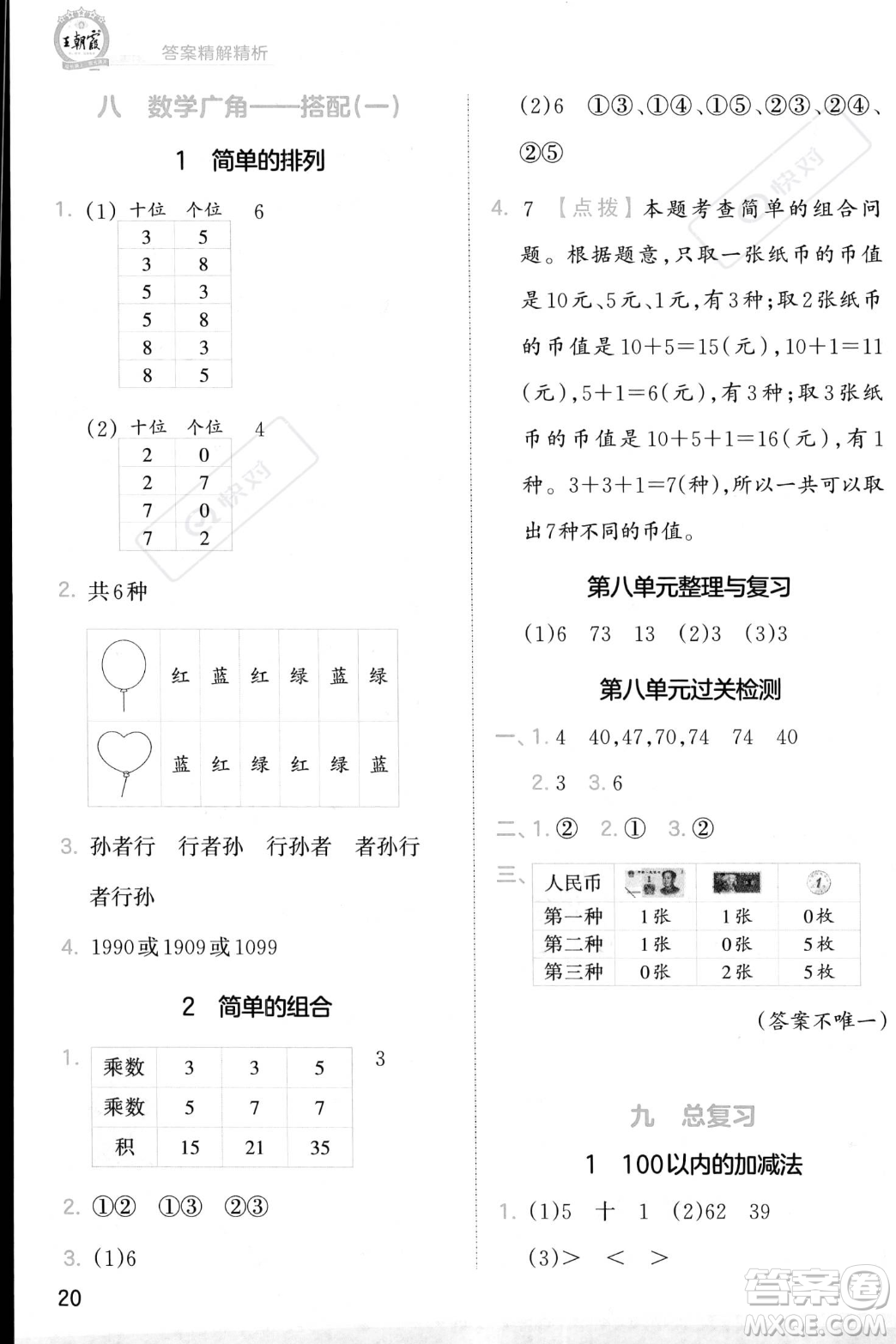 江西人民出版社2023年秋季王朝霞創(chuàng)維新課堂二年級上冊數(shù)學人教版答案