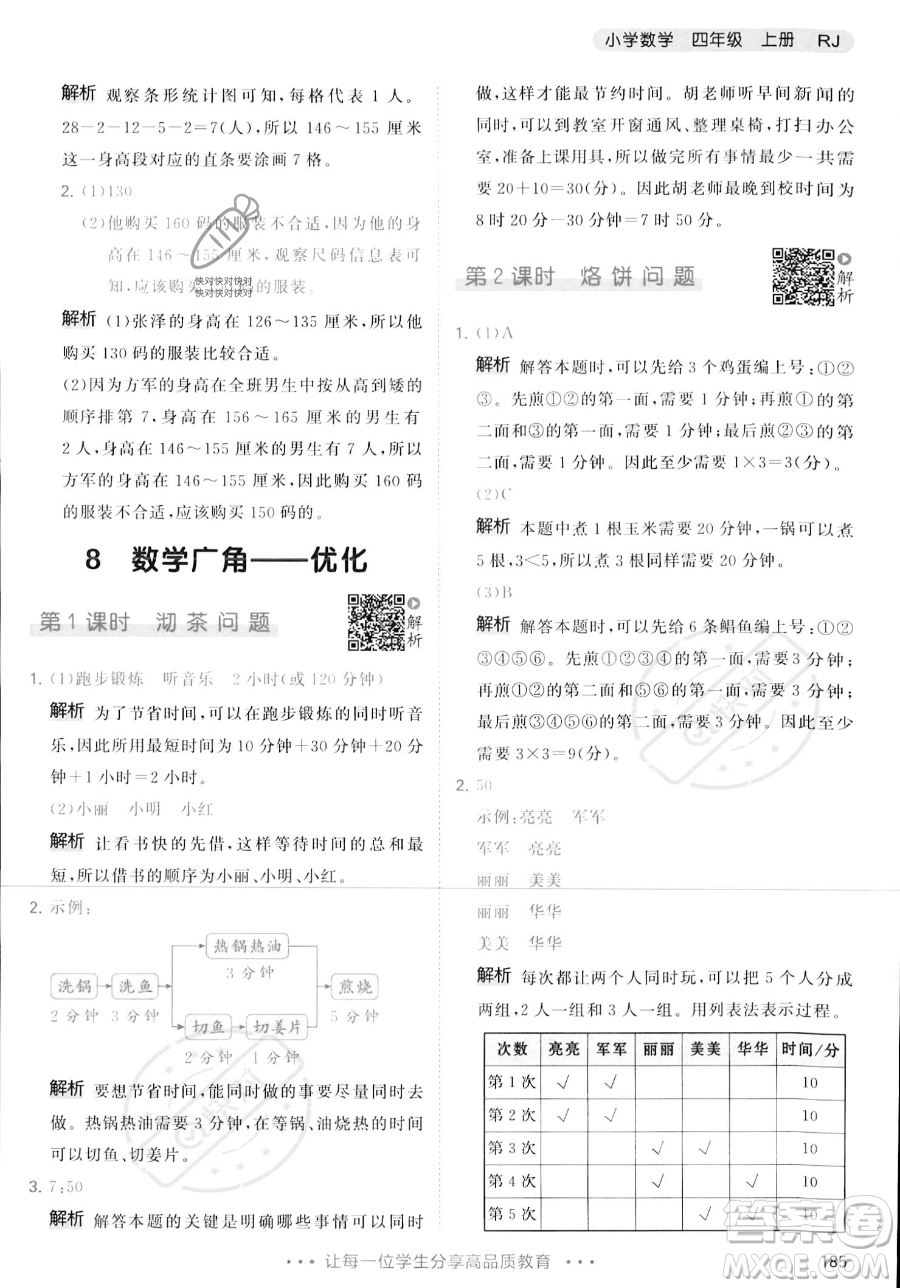 教育科學(xué)出版社2023年秋季53天天練四年級(jí)上冊(cè)數(shù)學(xué)人教版答案