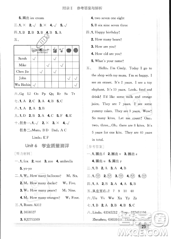 龍門(mén)書(shū)局2023年秋季黃岡小狀元作業(yè)本三年級(jí)上冊(cè)英語(yǔ)人教PEP版答案