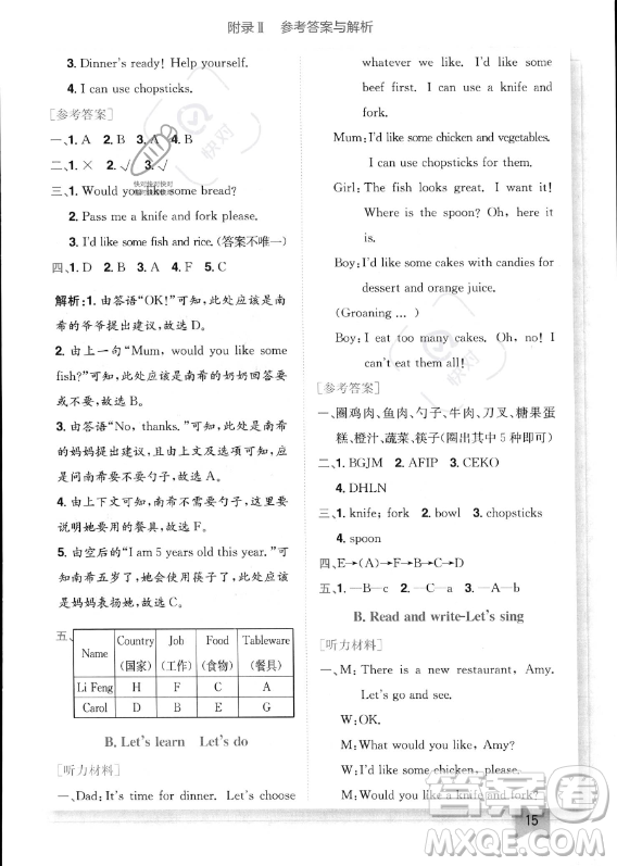 龍門書局2023年秋季黃岡小狀元作業(yè)本四年級(jí)上冊(cè)英語人教PEP版答案