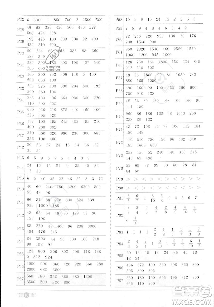 江西教育出版社2023年秋季陽光同學(xué)課時優(yōu)化作業(yè)三年級上冊數(shù)學(xué)人教版答案