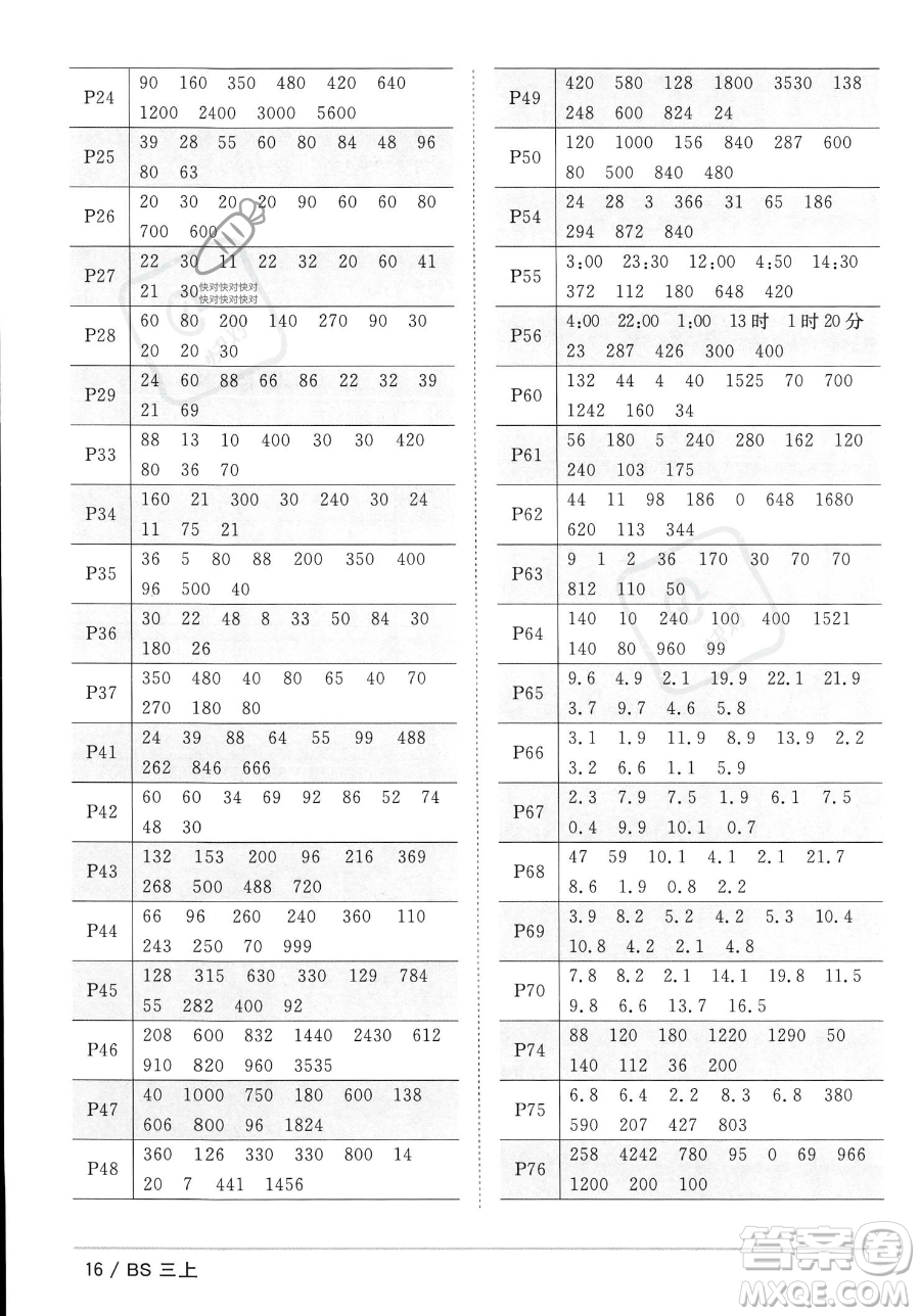 江西教育出版社2023年秋季陽光同學(xué)課時(shí)優(yōu)化作業(yè)三年級(jí)上冊(cè)數(shù)學(xué)北師大版答案