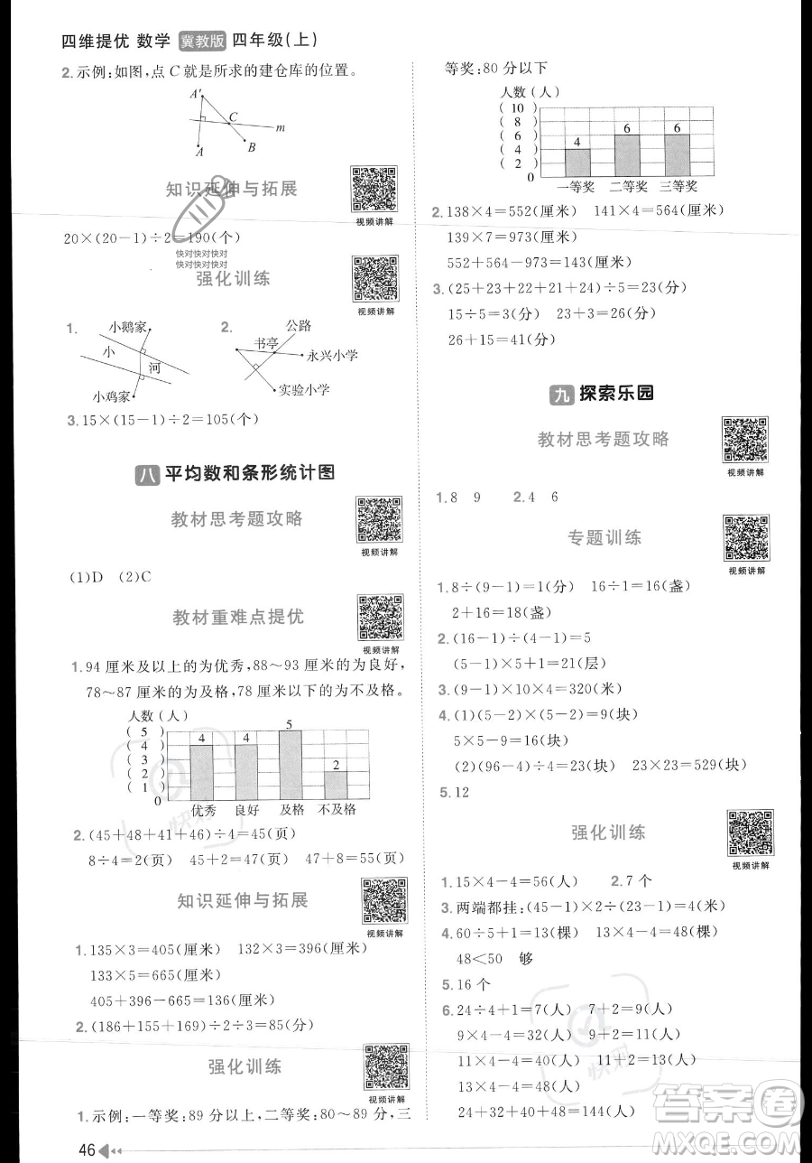 江西教育出版社2023年秋季陽光同學課時優(yōu)化作業(yè)四年級上冊數(shù)學冀教版答案