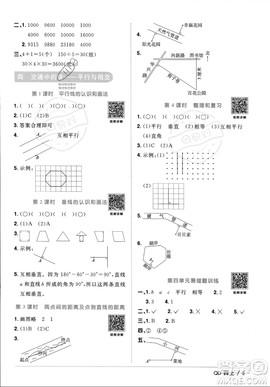 江西教育出版社2023年秋季陽光同學課時優(yōu)化作業(yè)四年級上冊數(shù)學青島版答案