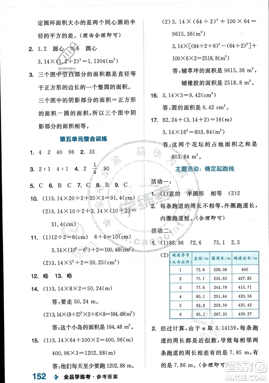 開(kāi)明出版社2023年秋季全品學(xué)練考六年級(jí)上冊(cè)數(shù)學(xué)人教版答案