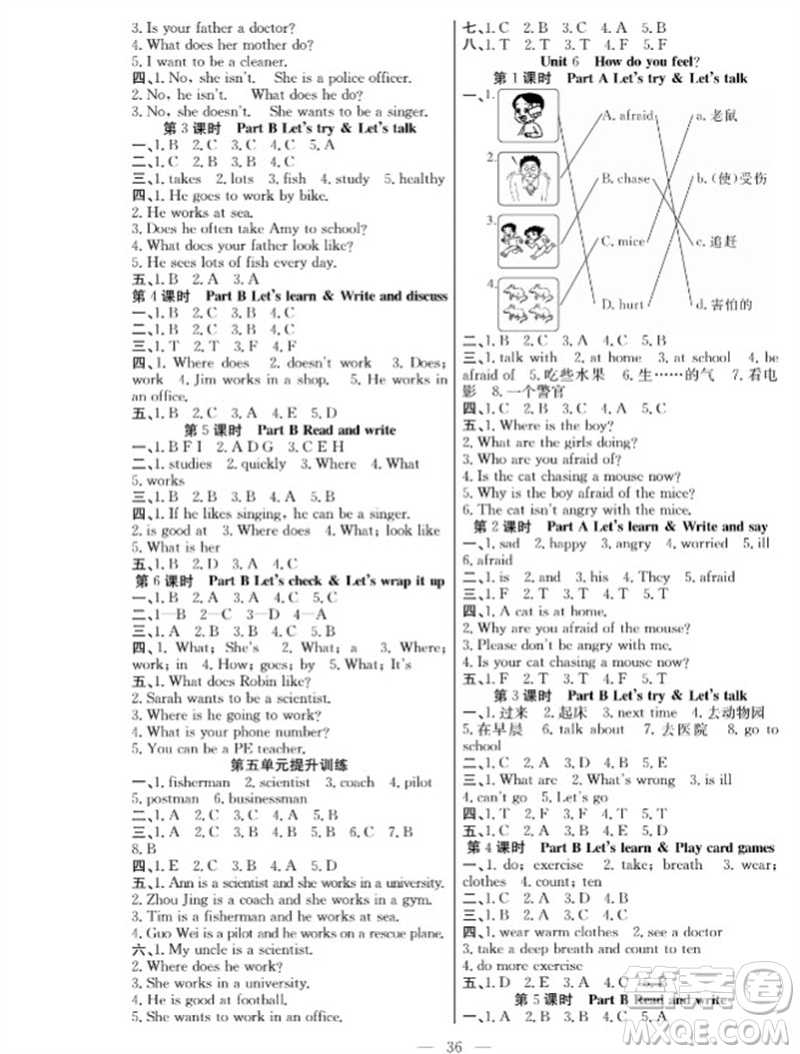 合肥工業(yè)大學出版社2023年秋課堂制勝課時作業(yè)六年級英語上冊人教版參考答案