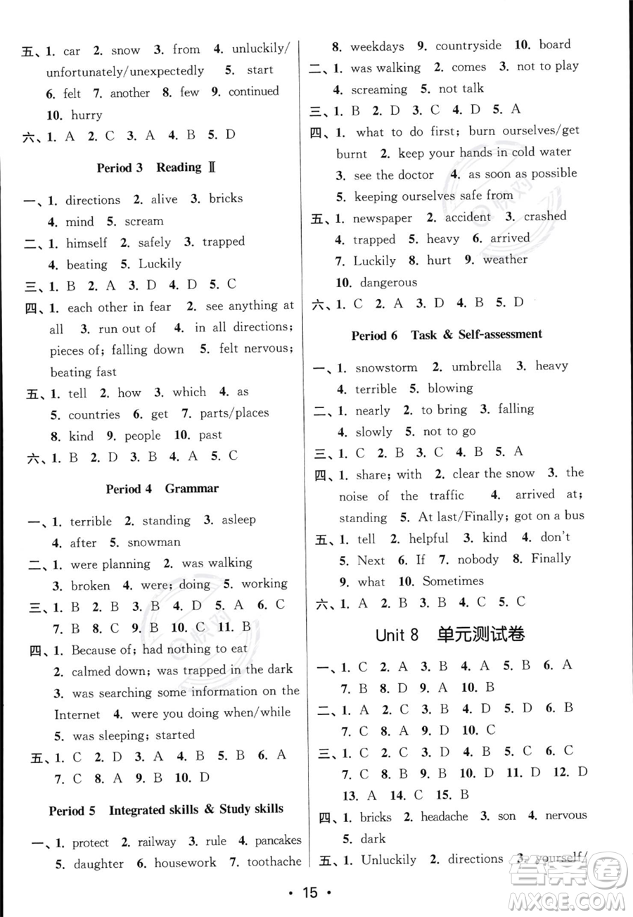 江蘇鳳凰美術(shù)出版社2023年秋季創(chuàng)新課時作業(yè)本八年級上冊英語江蘇版答案