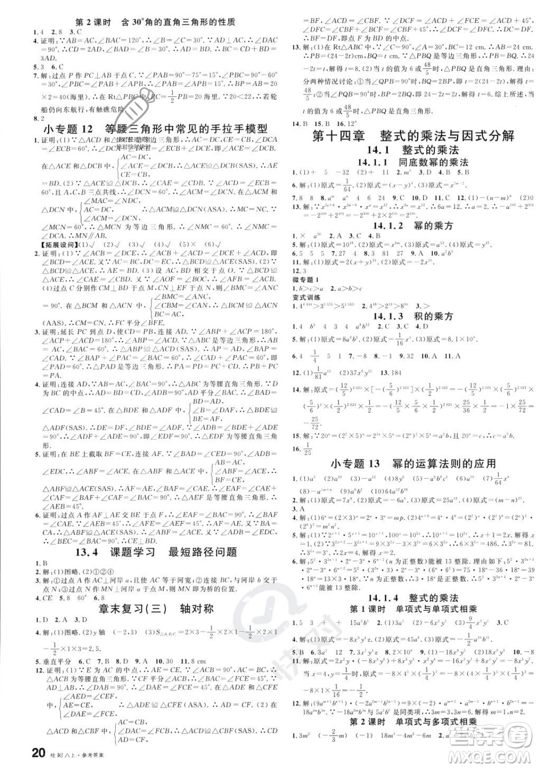 吉林教育出版社2023年秋名校課堂八年級上冊數(shù)學(xué)人教版廣西專版答案