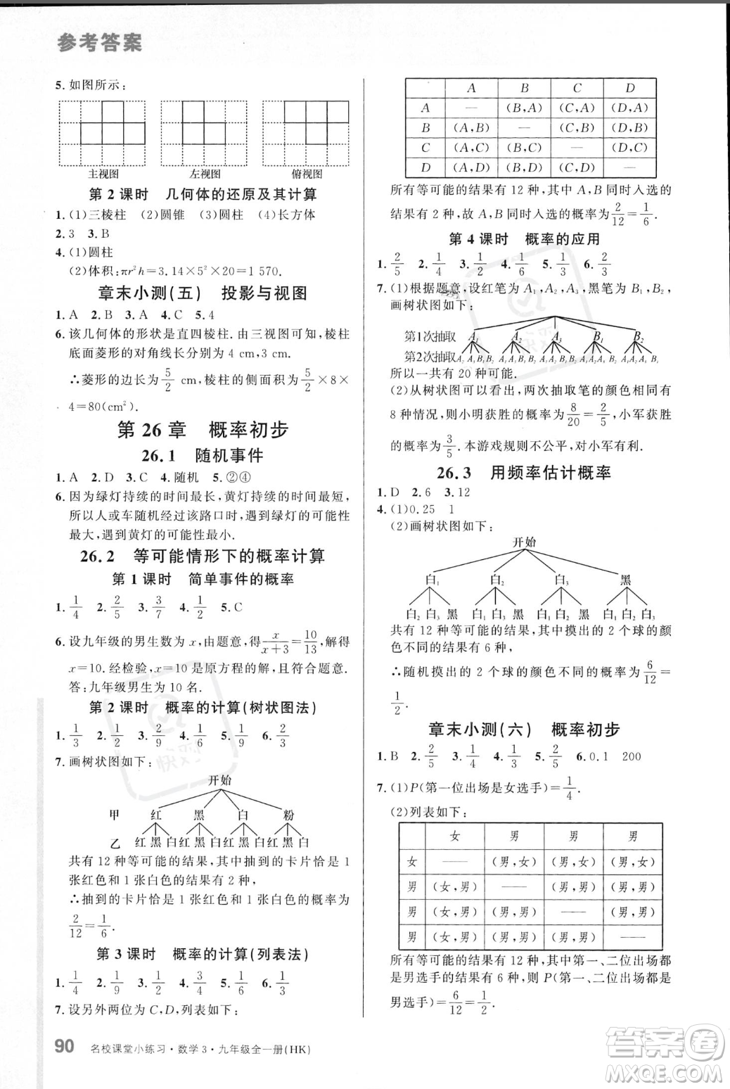 廣東經(jīng)濟(jì)出版社2023年秋名校課堂小練習(xí)九年級(jí)全一冊(cè)數(shù)學(xué)滬科版答案